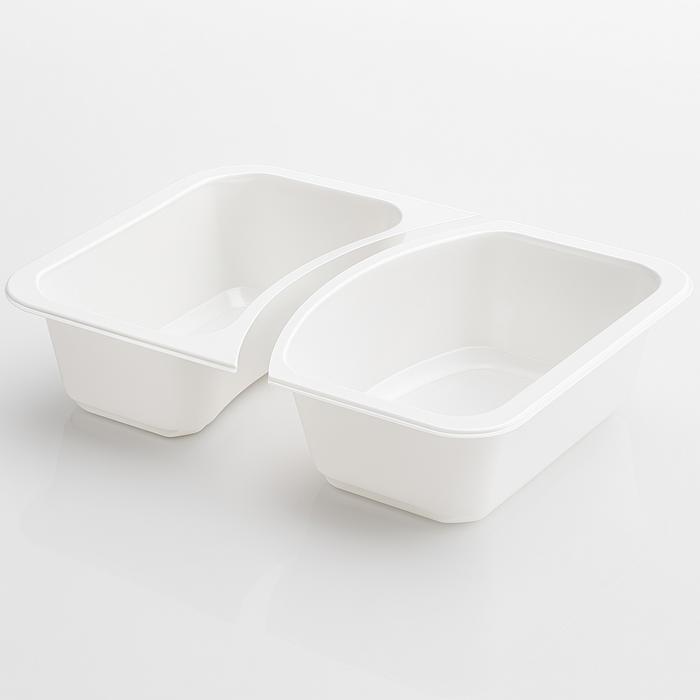 Boîte-repas 2 compartiments 227×178×40 mm PP